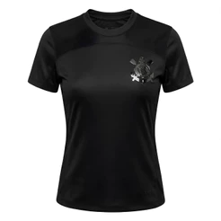 Camiseta Feminina Corinthians All Black Oficial Trançada