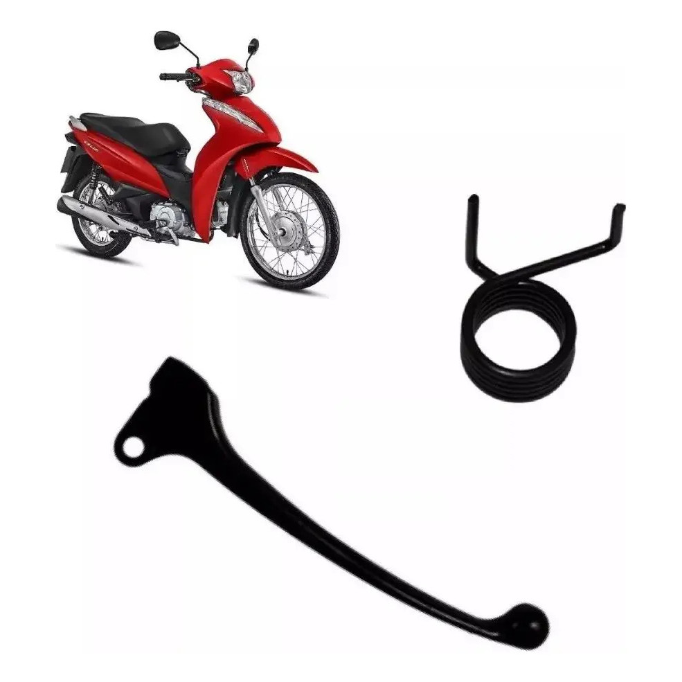 Kit Manete Preto Freio Lona Cbs + Mola Do Retorno Biz 110i 2018 A 2024