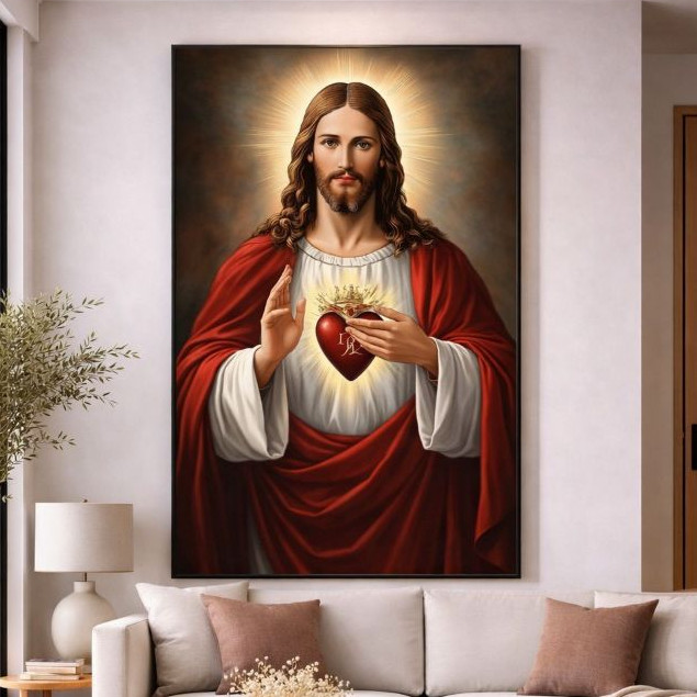 Quadro Decorativo Sagrado coração de Jesus uma peça tamanho variavel