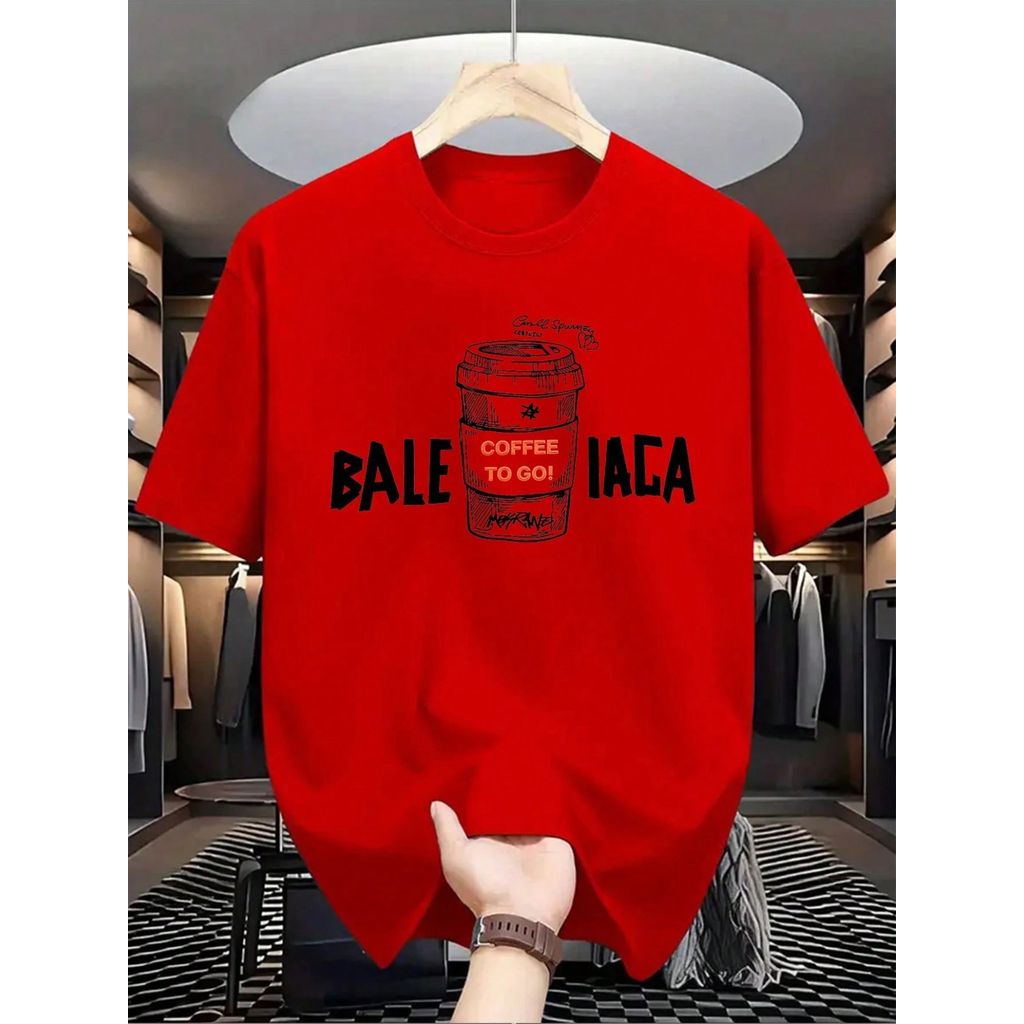 CAMISETA Masculina Estampa COFFEE TO GO Estilo Regular Manga Curta Estampada Malha 30.1 Algodão Verão
