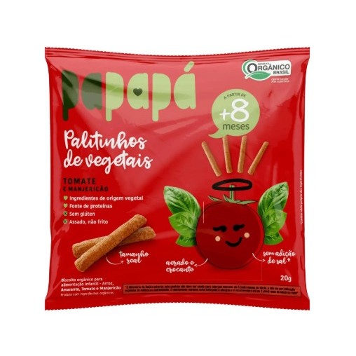 Palitinhos de Vegetais Tomate e Mangericão 20g - Papapá