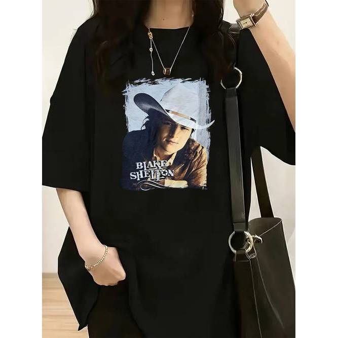 Camiseta Feminina Blake Shelton Country Music Singer Estampada Casual Confortável Estilosa Divertida Moda