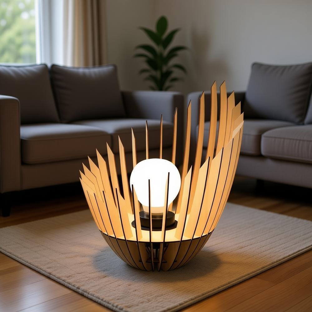 Abajur de Chão MDF Grande Luminária de Piso Moderna Sala Quarto Escritório Decoração Luz  Ambiente