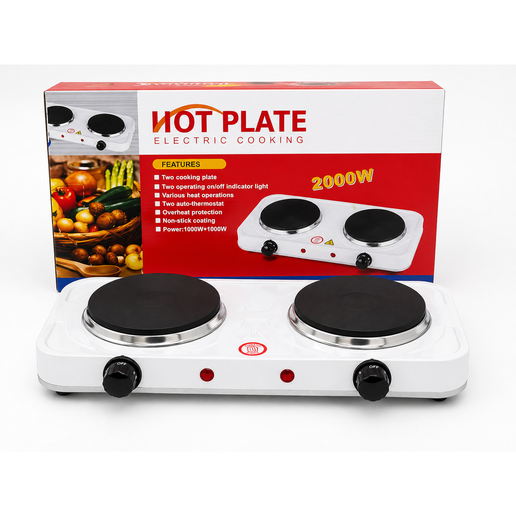 FOGÃO FOGAREIRO 2 BOCAS ELÉTRICO 2000W FOGÃO COOKTOP PORTÁTIL COR BRANCO