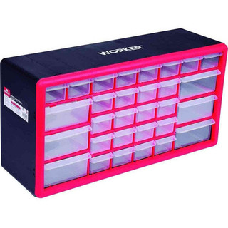 Organizador Plástico 30 Gavetas Multiuso Worker - 977551 cor:Vermelho