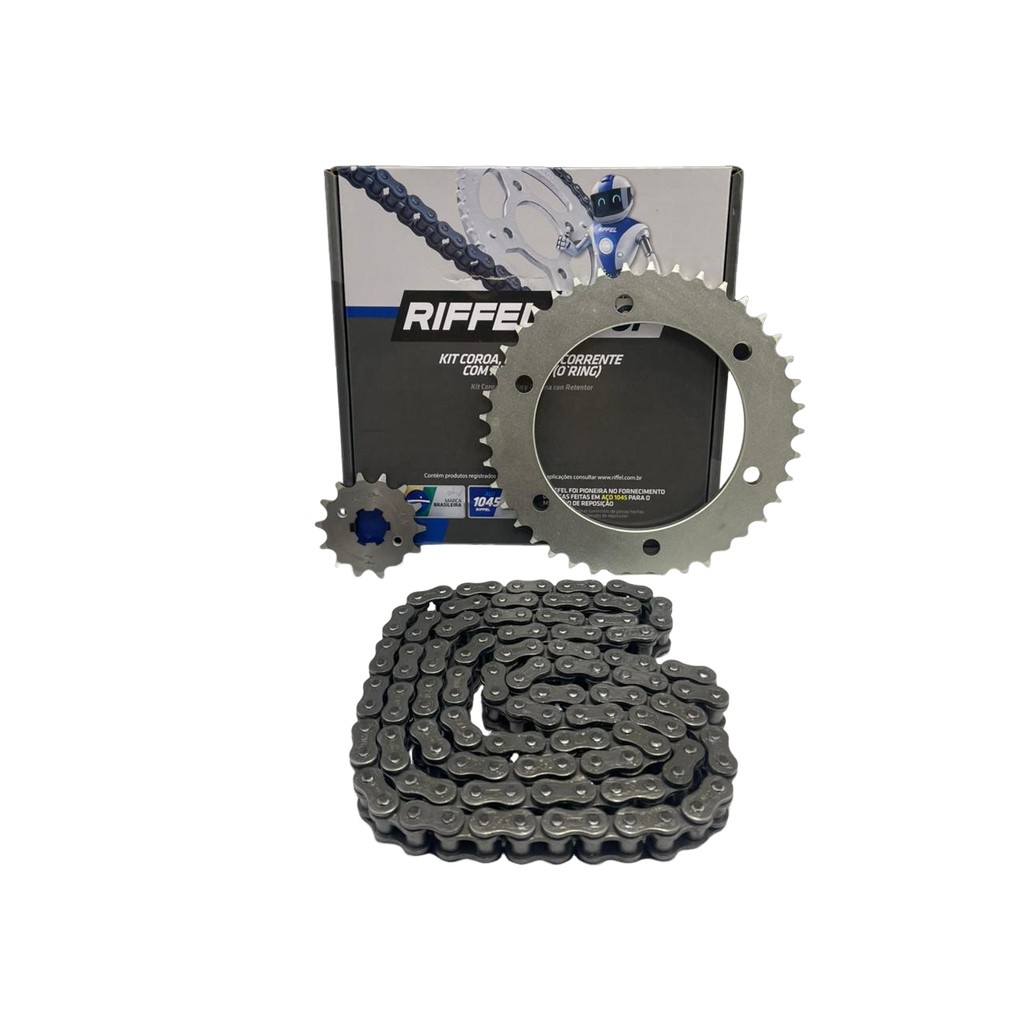 KIT RELAÇÃO TRANSMISSÃO RIFFEL FAZER FZ15 22 A 25 COM RETENTOR