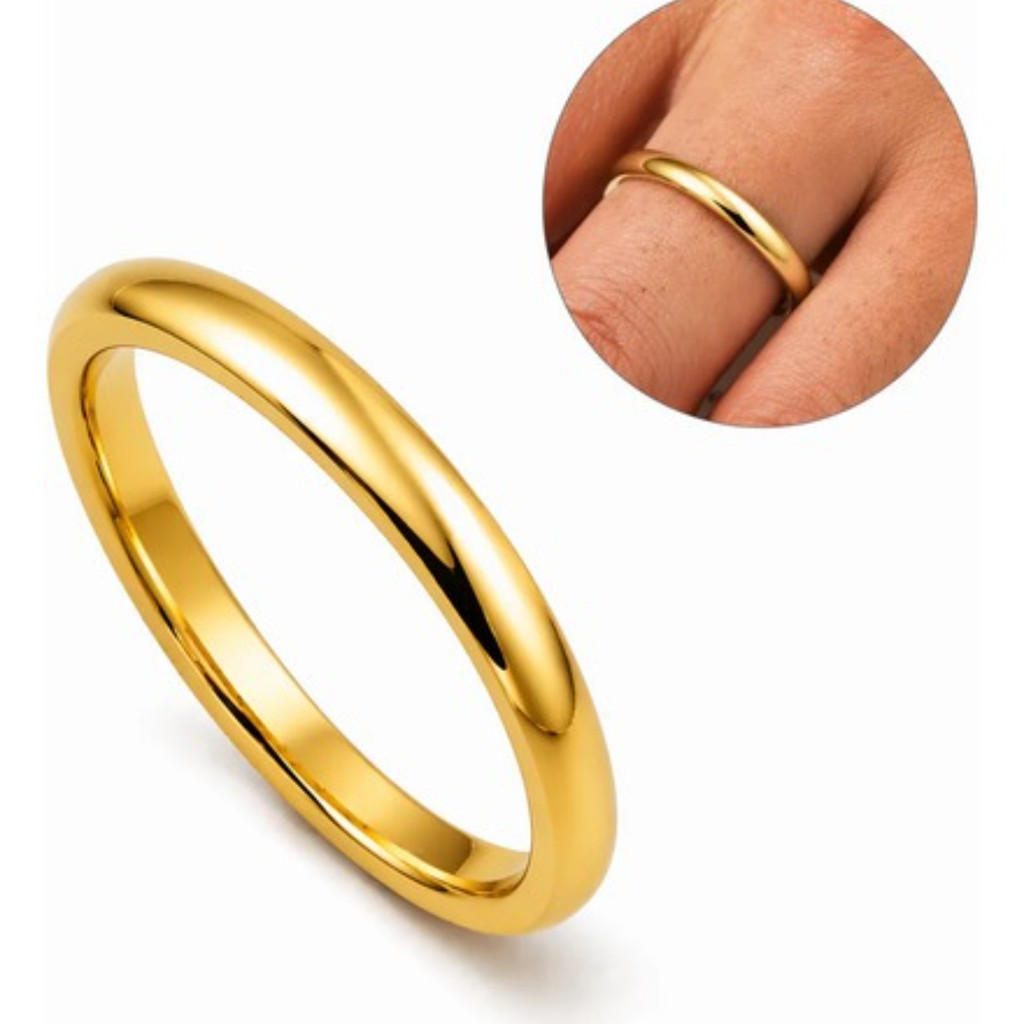 Aliança Tungstênio Dourada Anatômica 3mm 5mm 7mm Premium