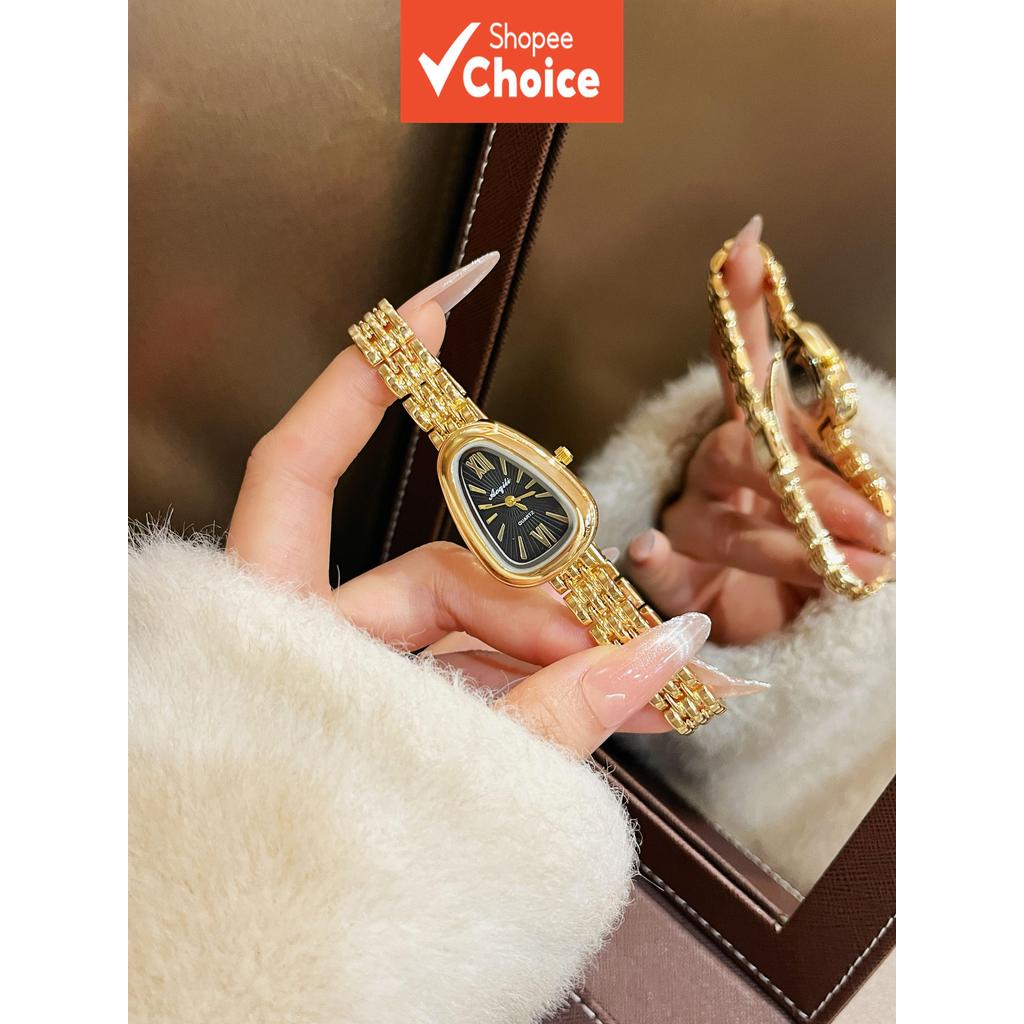 Pulseira Oval Vintage Feminina Relógio Ouro Luxo Mostrador Romano Elegante Pulso De Quartzo Pequena Joia Estilo Presente