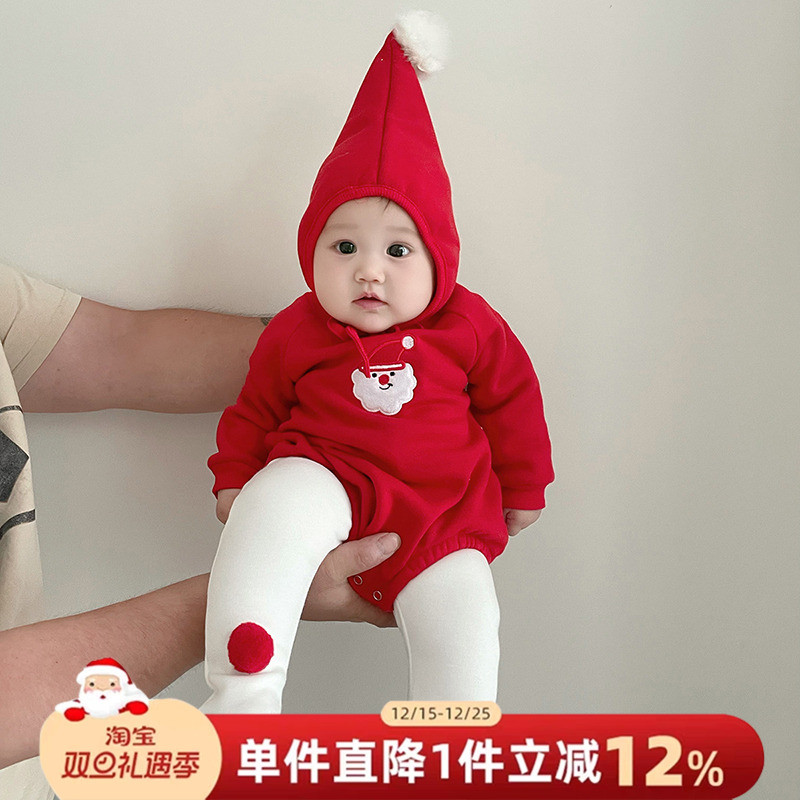 Roupas de bebê estilo inverno forro de lã roupas de natal macacão bebê roupas de ano novo outono inverno roupas meninos 