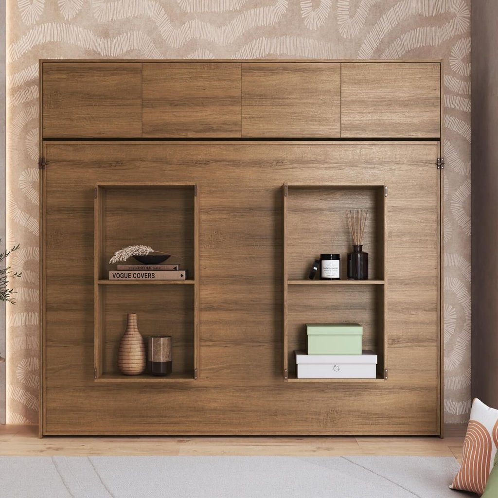 Cama Casal Articulável Horizontal com Portas 140 Hanover Yescasa Marrom/Mel Mel