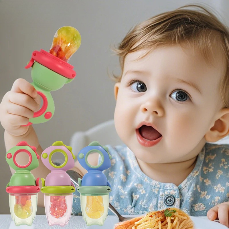 Alimentador Giratório De Frutas E Vegetais De Silicone De Qualidade Alimentar Tipo Push Para Bebês , Formato De Dinossau