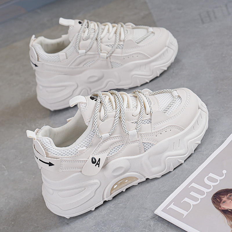 Primavera novo estilo papai sapatos femininos estudantes esportes correndo lazer