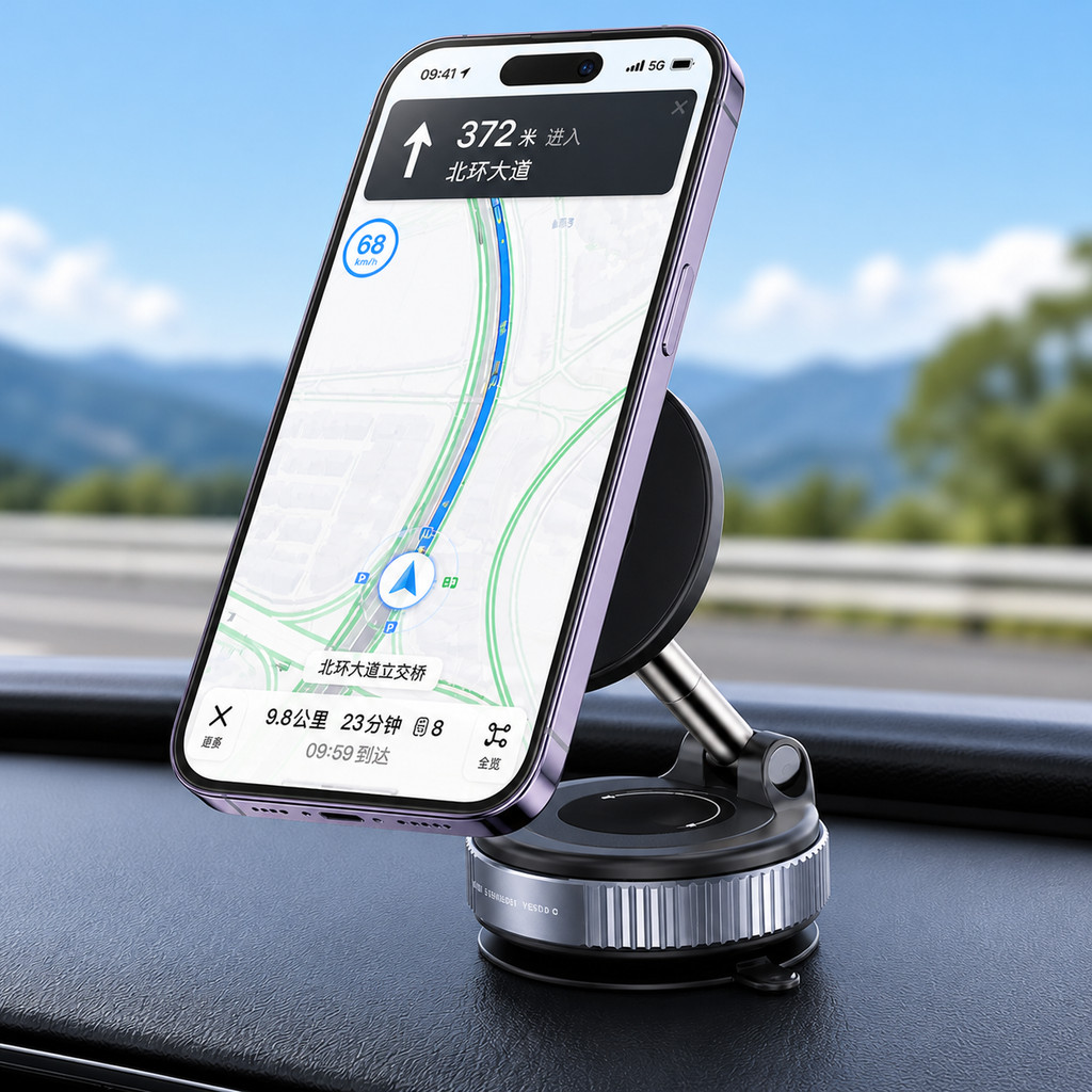 Suporte Magnético para Celular com Ventosa Base Ajustável 360° Suporte Universal para Carro e Mesa