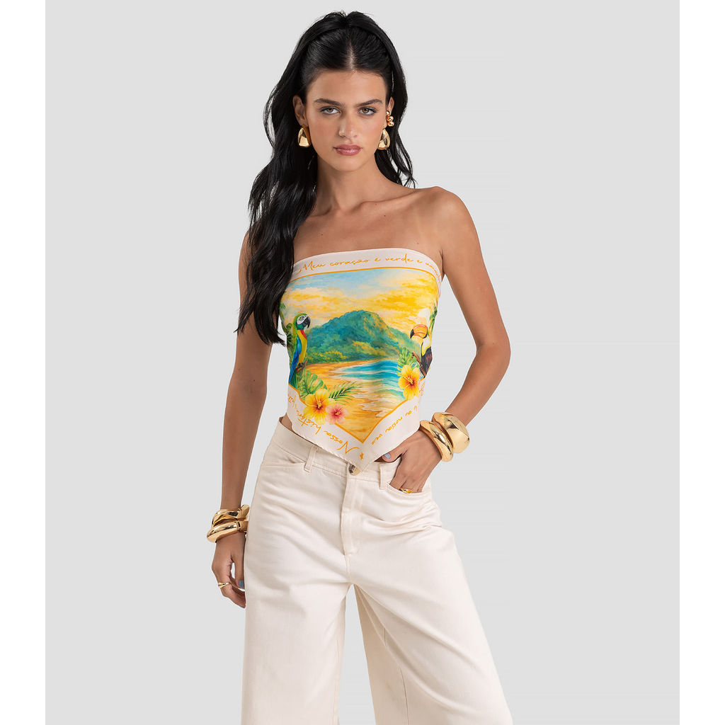 Lenço Feminino em Material Sintético Brasil Dianna Amarelo