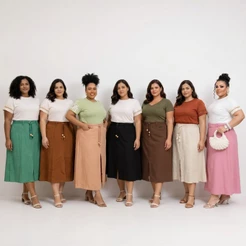 Saia Midi Longa Plus Size Feminina com Cordão Cintura Alta Moda Confortável Elegante 2026
