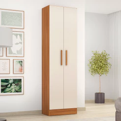 Armário Multiuso 4045 Para Escritório Lavanderia com 2 Portas 4 Prateleiras Compacto Freijo Com Off White - Notavel