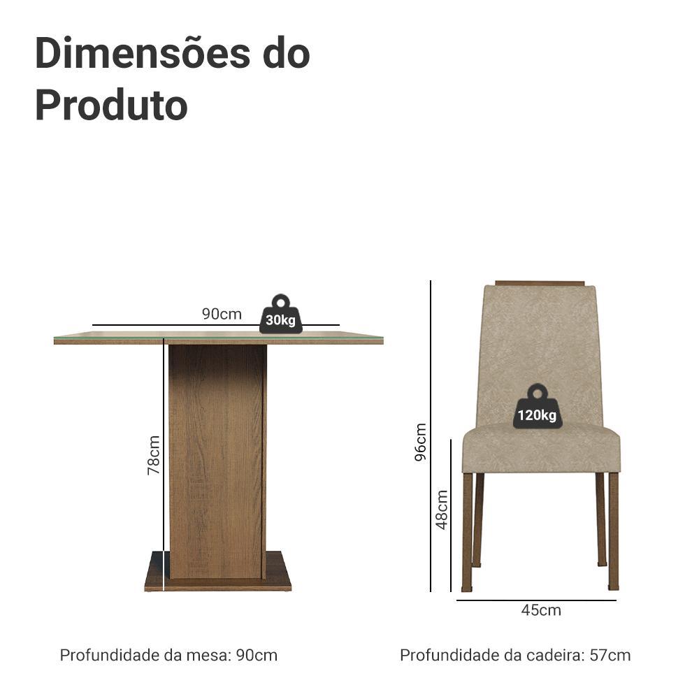 Conjunto Sala de Jantar Tampo de Vidro 4 Cadeiras Rustic/Crema/Imperial Sines Madesa · foto 2
