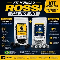 KIT ROSSI ESFERAS .50 12.4MM 50UN ALUMINIO 50UN BORRACHA 100UN T