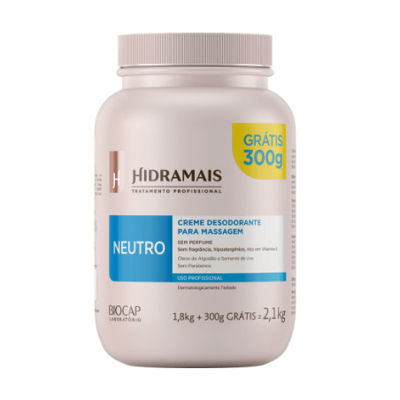 Creme de Massagem Neutro Hidramais 1,8kg + 300g Sem Fragrância