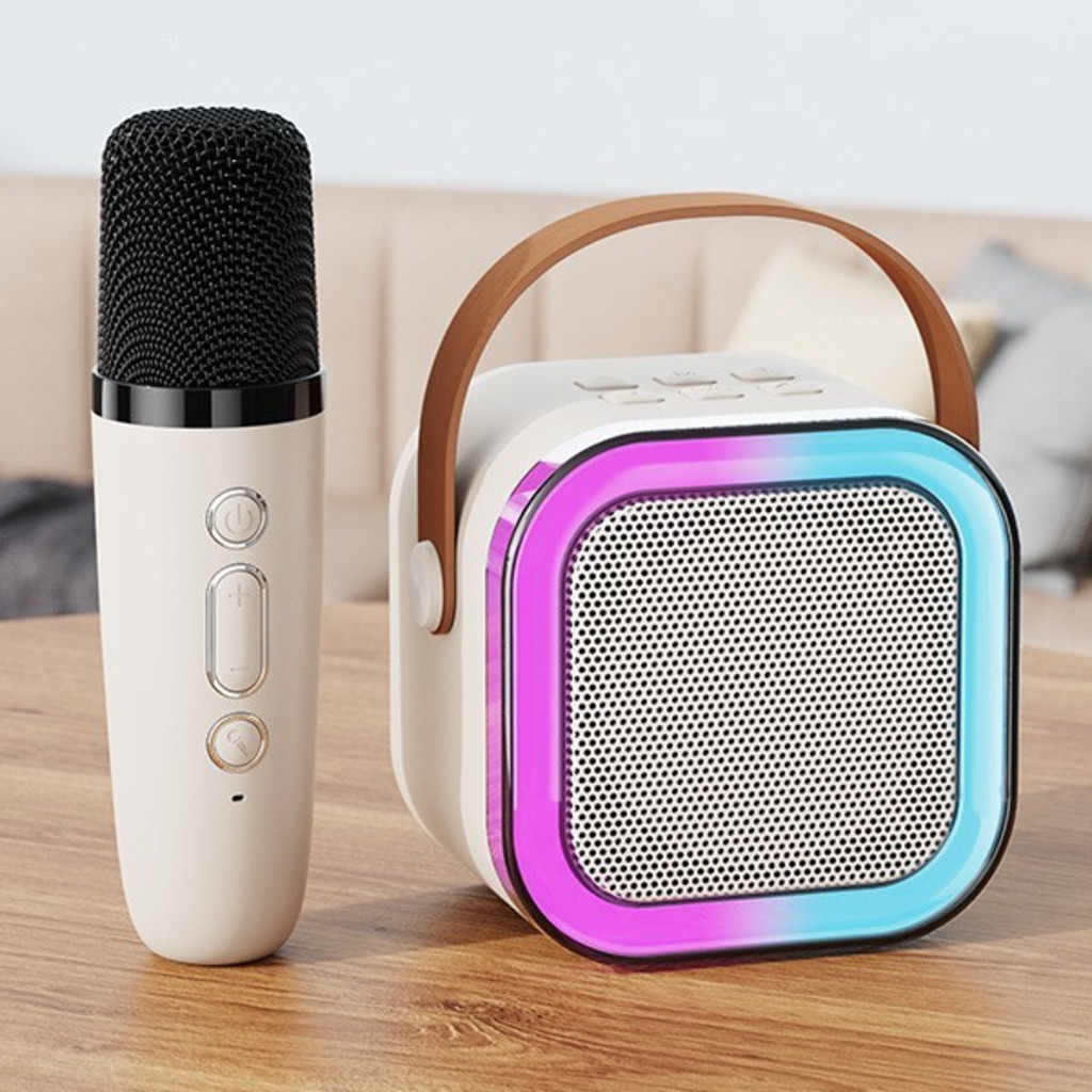 Caixa de Som Bluetooth K12 Karaokê Infantil com Microfone Sem Fio Mini Caixinha Amplificada LED 🎉