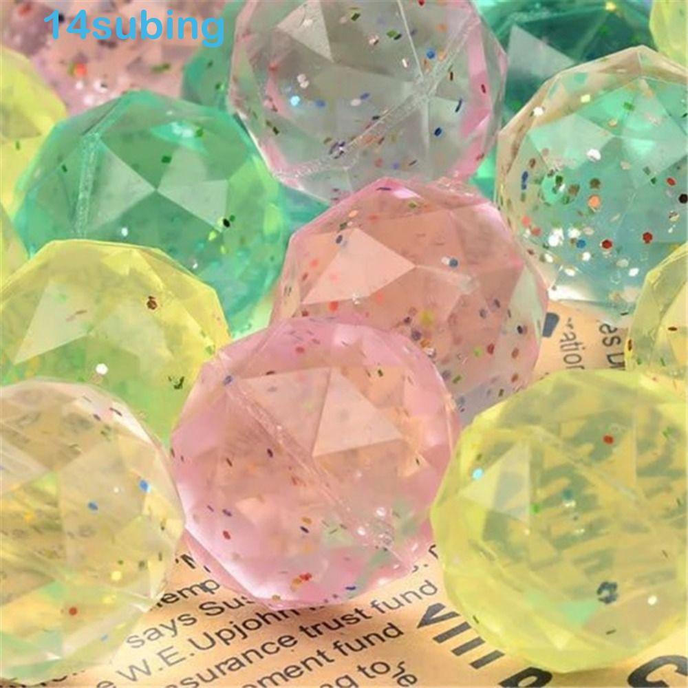 SUBING 6 Peças De Bola Saltitante De Diamante , Brinquedo , Borracha Transparente , Cor Aleatória Do Arco-Íris , Brinque