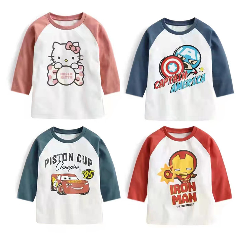 Estilo japonês primavera outono manga de três quartos meninos meninas camisetas crianças dos desenhos animados puro algo