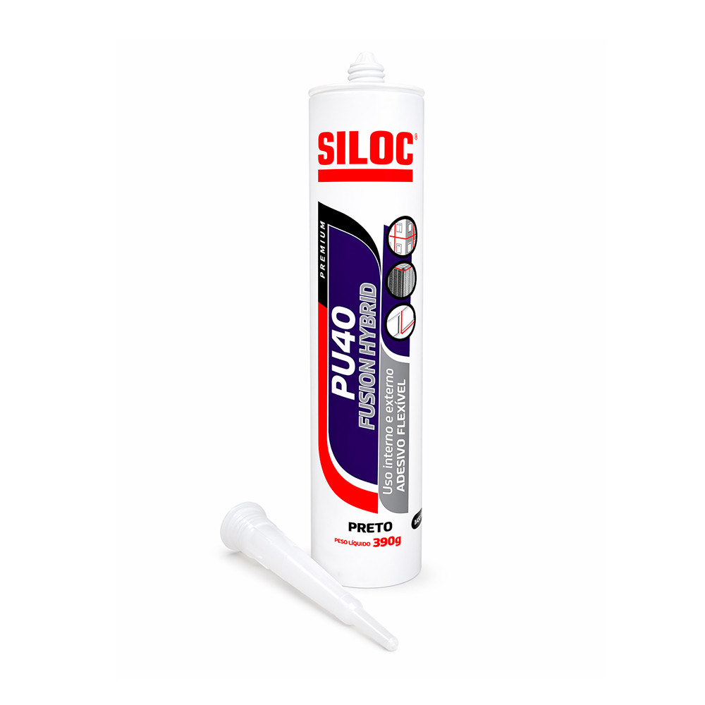 Silicone PU40 Preto Tubo 390g Ultraflex Fusion Hybrid Siloc 40166