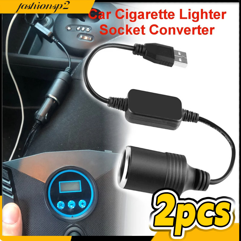 2 Pcs Porta USB Para Isqueiro Carro De 5 V Para 12 V Conversor De Com Fio Adaptador De Cabo De Alimentação Fêmea