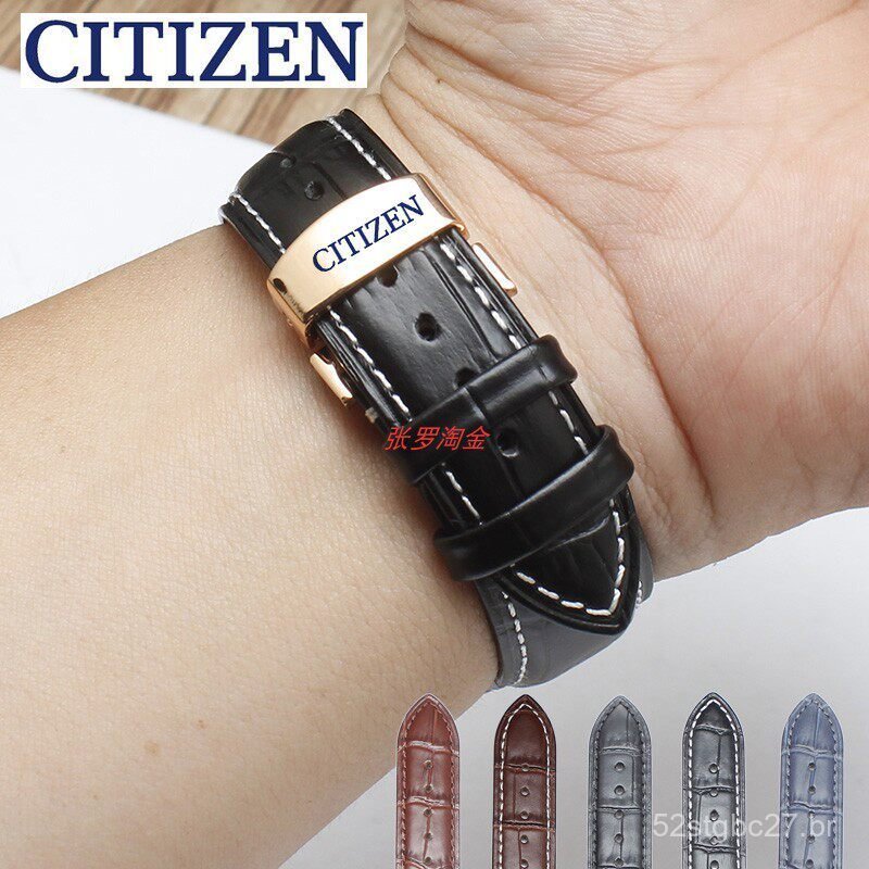 Pulseira de relógio Citizen Eco-Drive com fecho borboleta de couro genuíno, 23mm 22mm 18mm 20mm, pulseira de relógio de