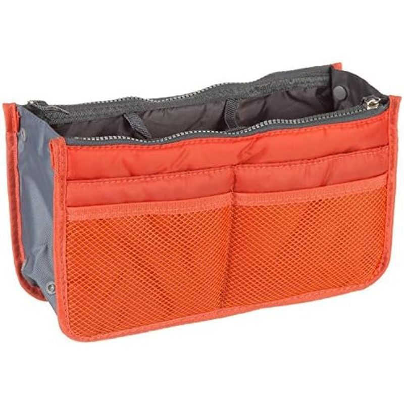 Inserção Organizadora De Bolsa De Armazenamento De Cosméticos Multifuncional Em (03 Laranja)