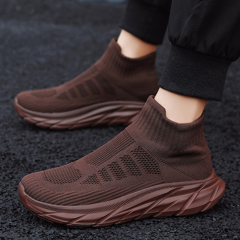 Beamon sapatos masculinos sapatos de malha respirável capa pé voando meias de malha sapatos masculinos de sola grossa le