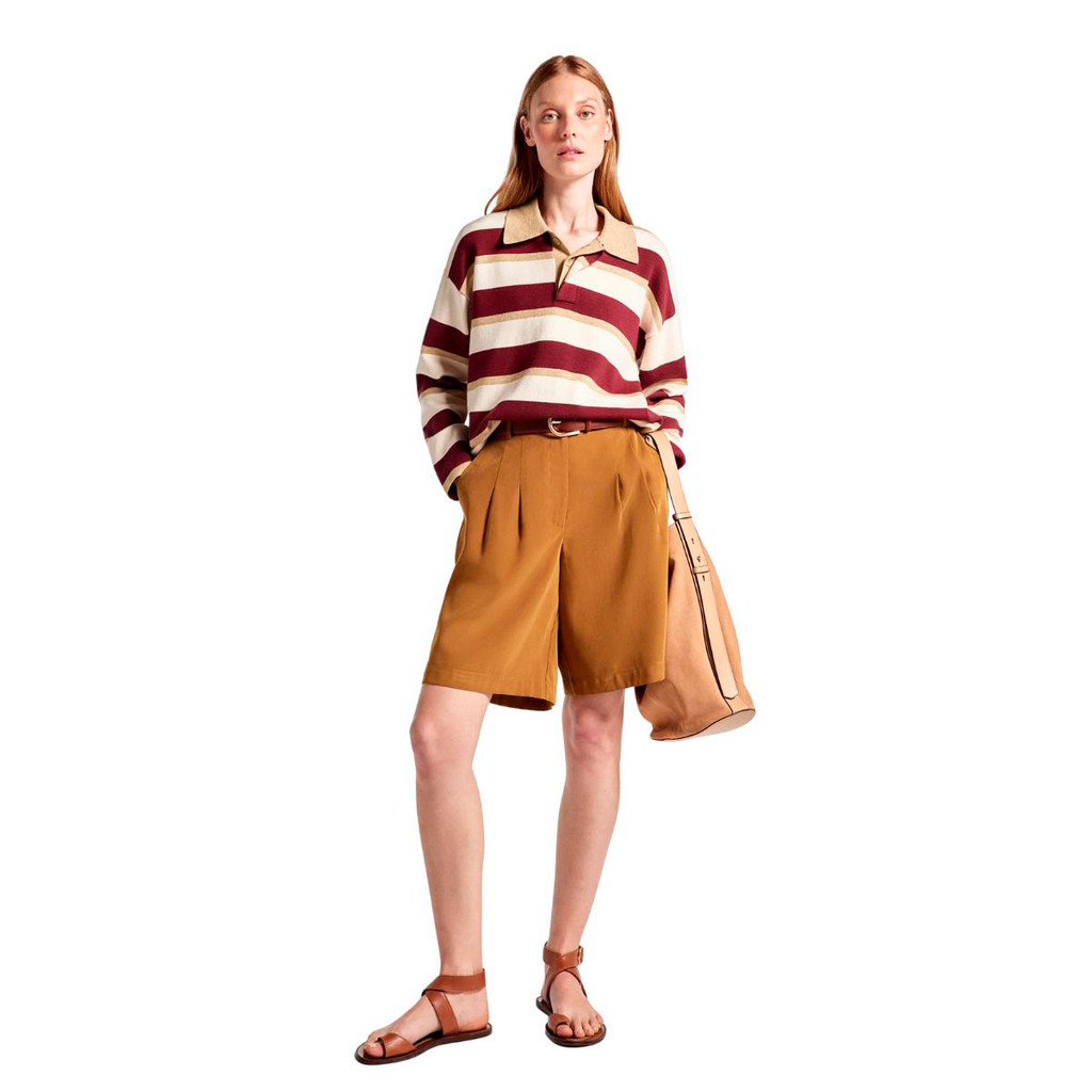 Bermuda Hering Feminina Cintura Alta Em Peach Touch