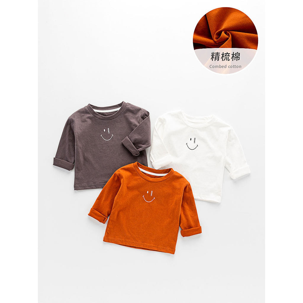 Camiseta para bebês de manga comprida primavera outono estilo ocidental 1 ano meninos meninas crianças Tops de algodão p