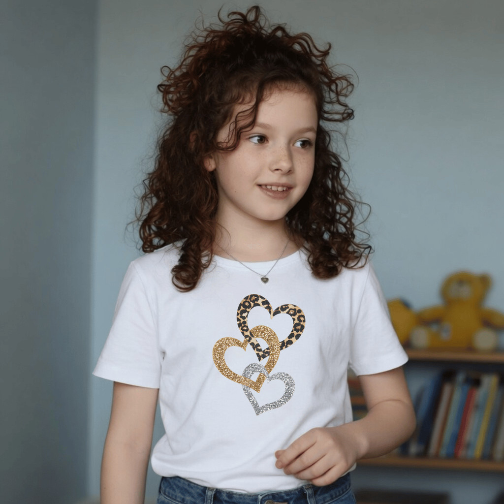 Camiseta Infantil Estampada Criança Onça Brilho 100% Básica Manga Curta Unissex Masculina e Feminino Básica
