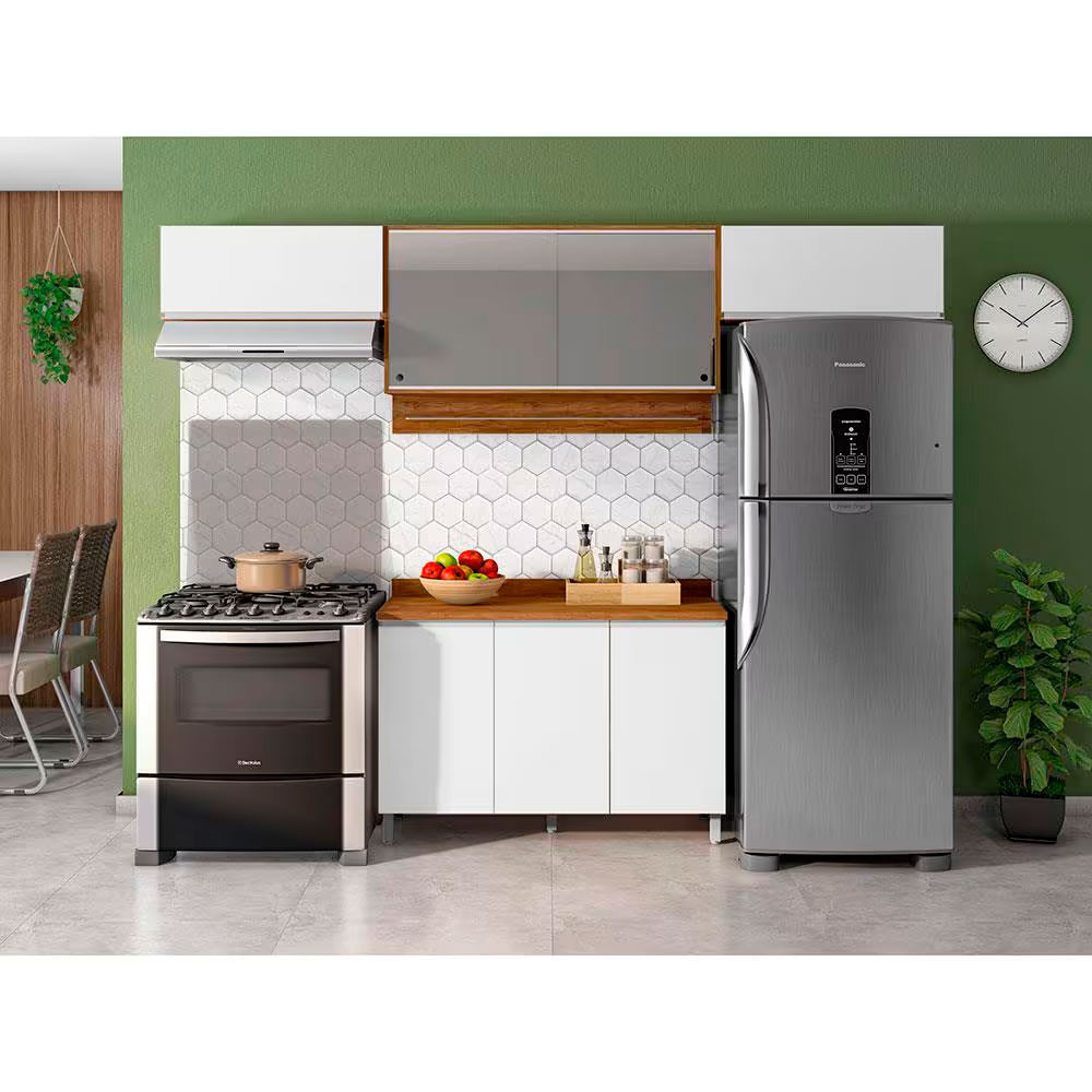 Cozinha Completa Bartira Amazonita com 7 Portas e 3 Prateleiras