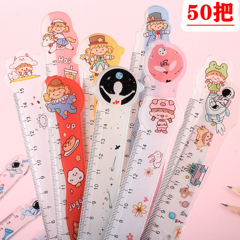 Régua Alunos da escola primária dedicada multifuncional de alto valor com linha ondulada Régua de 15 cm Papelaria para e