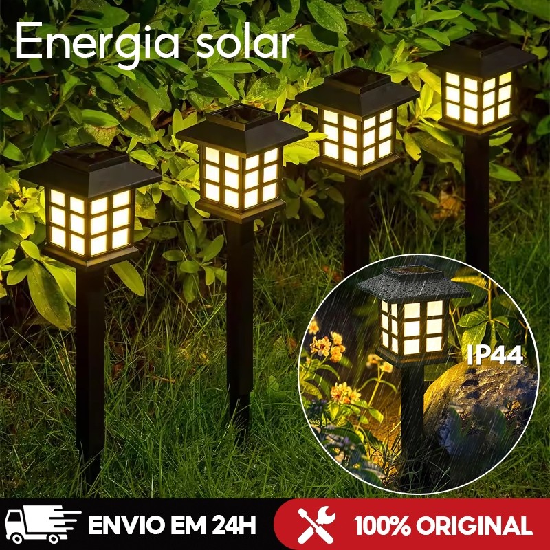 Kit 2/6 Luminária Solar Jardim LED Espeto Luz Quente IP65 Prova D’Água Decoração