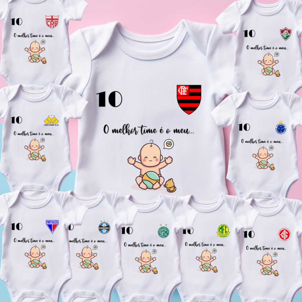 Body Futebol Palmeiras Corinthians São Paulo Santos  Personalizado | Roupinha Criativa para Bebê Preço baixo