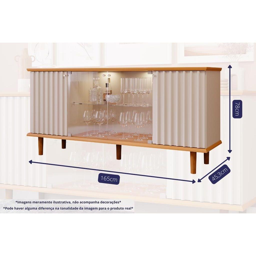 Buffet de Sala Jantar Janice 4 Portas c/ Vidro Nature/Off White - Cimol · foto 2