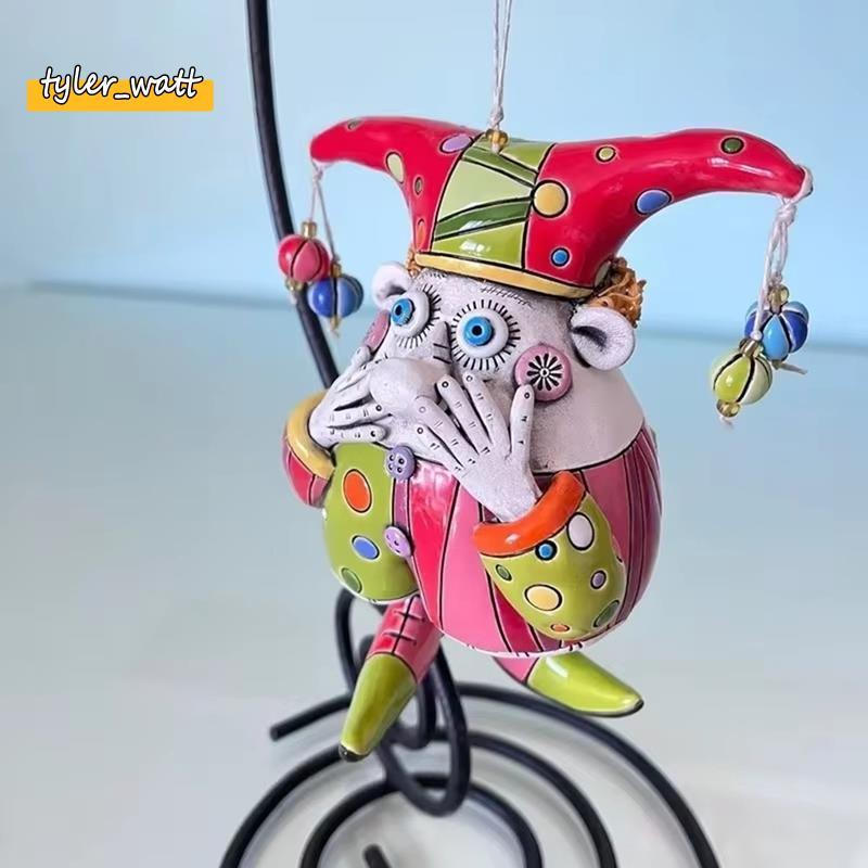 [tyler_w] Enfeites De Carrilhão De Vento De Palhaço , Jardim Ao Ar Livre De Halloween , Presente Decorativo De Resina