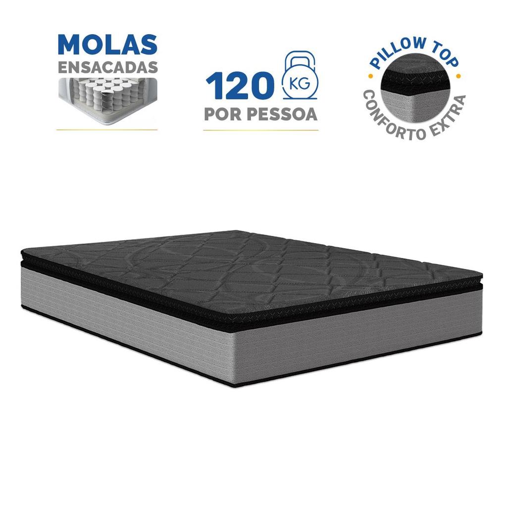 Colchão de Molas Ensacadas Pillow Top UmaFlex Vitta Casal 138cm