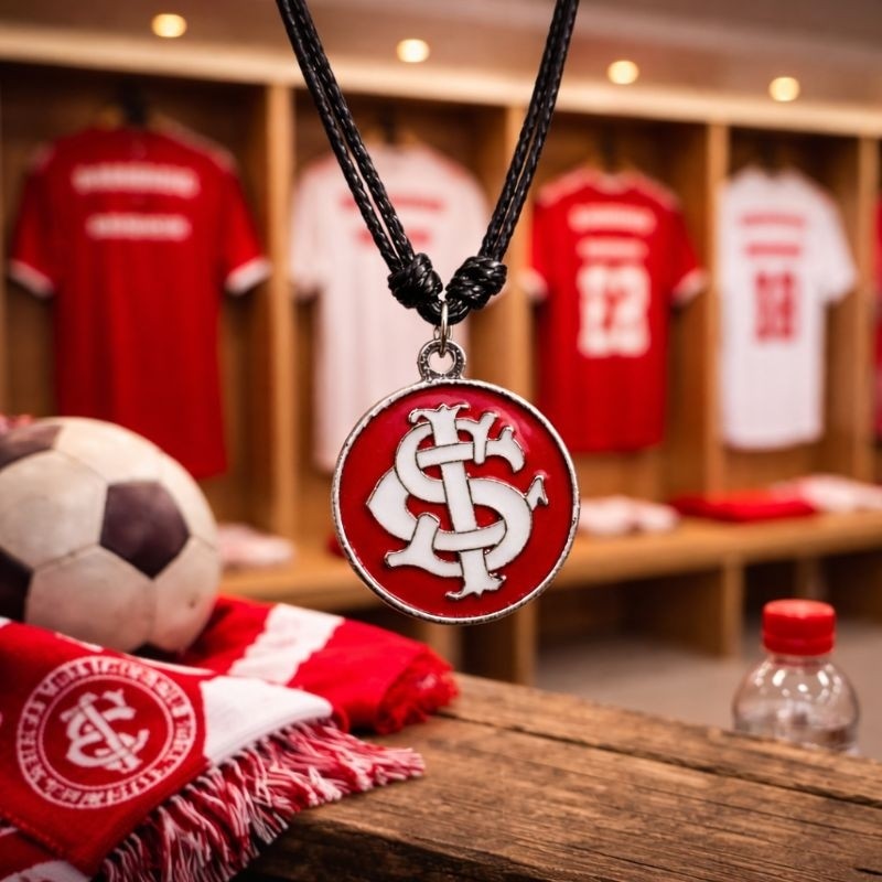 Colar Internacional SCI Torcedor Cordão Ajustável Pingente Time Futebol Inter RS
