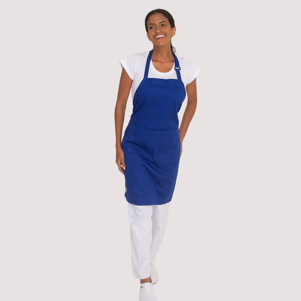 Avental Azul Royal Brim Cozinha Chef Barman Manicure Atendente Café Padaria Confeitaria Balcão Equipe Buffet Azul Caneta