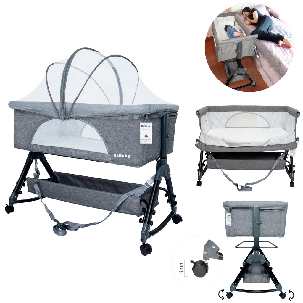 Berço Portátil Moises Co-bed Até 15kg C/ Balanço Mosquiteiro e Cesto Luna - KaBaby