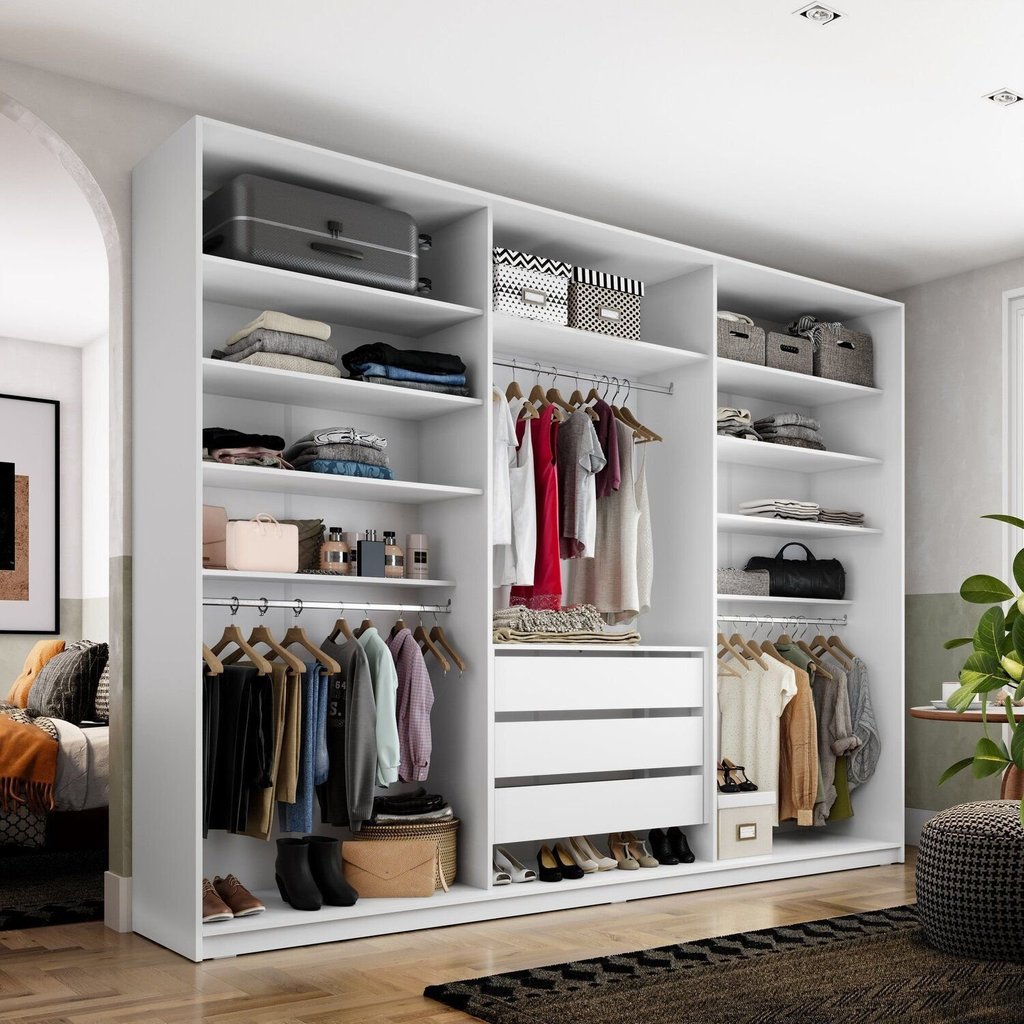 Closet Casal 100% MDF BP 237cm 3 Gavetas Monreale Branco Branco