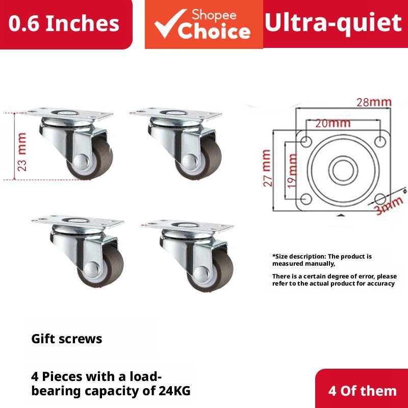 Um Conjunto De 4 Unidades De Rodas Giratórias Silenciosas De 0.6 Polegadas Capacidade De Carga 24 Kg Total Inclui Parafu
