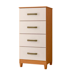 Comoda para Quarto Mobi Moderna Compacta 4 Gavetas Pés em Madeira Cinamomo com Off White - Albatroz