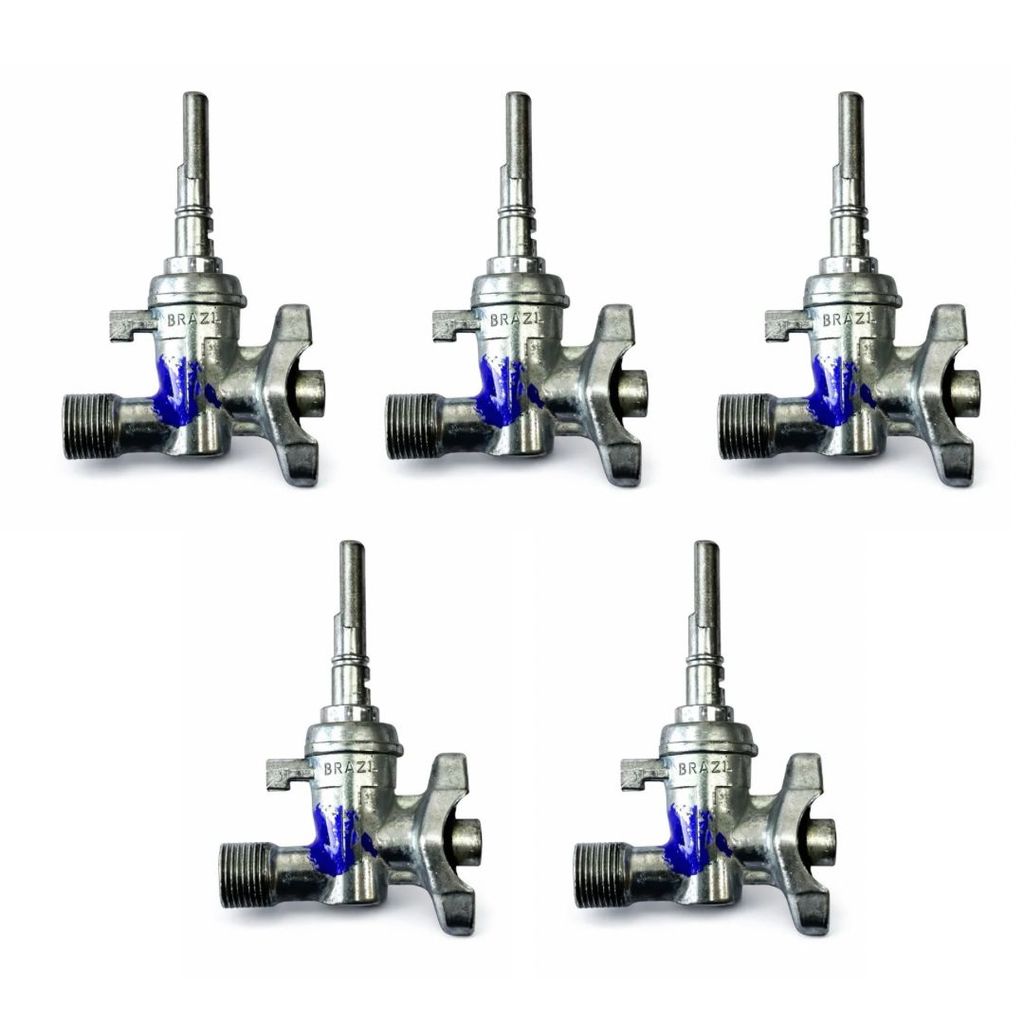 Kit 5 Registro Ramal Cooktop Nardelli e Fogatti 5 Bocas