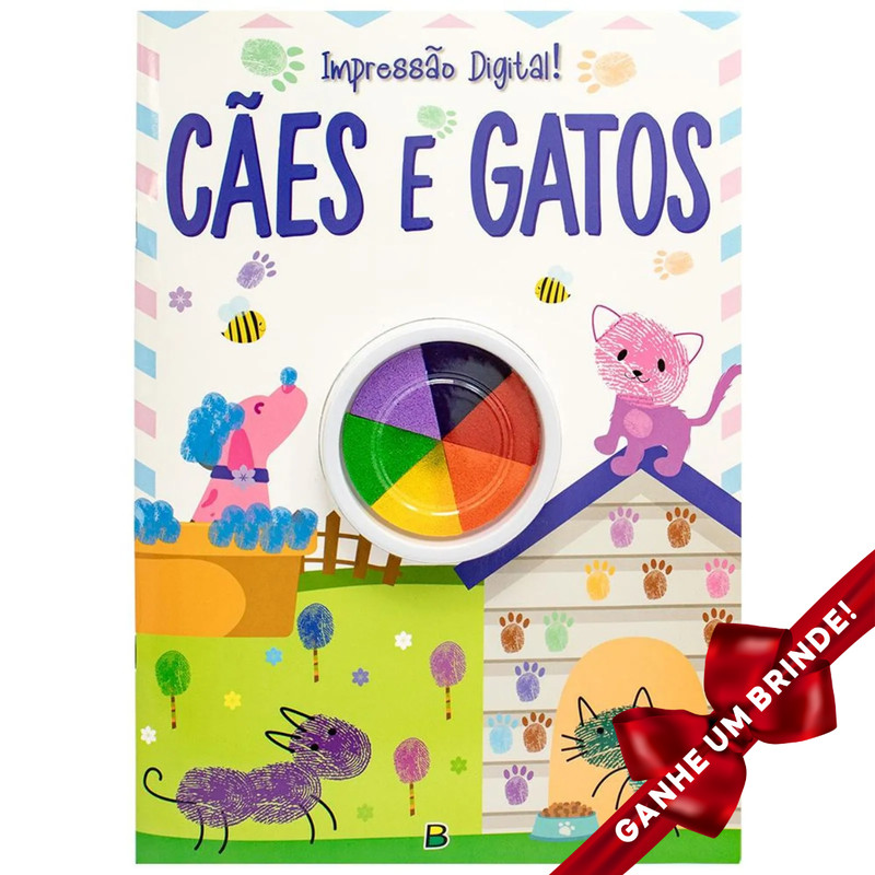 Livro Impressão Digital! Cães e Gatos SBN Crianças Filhos Infantil Desenho História Brincar