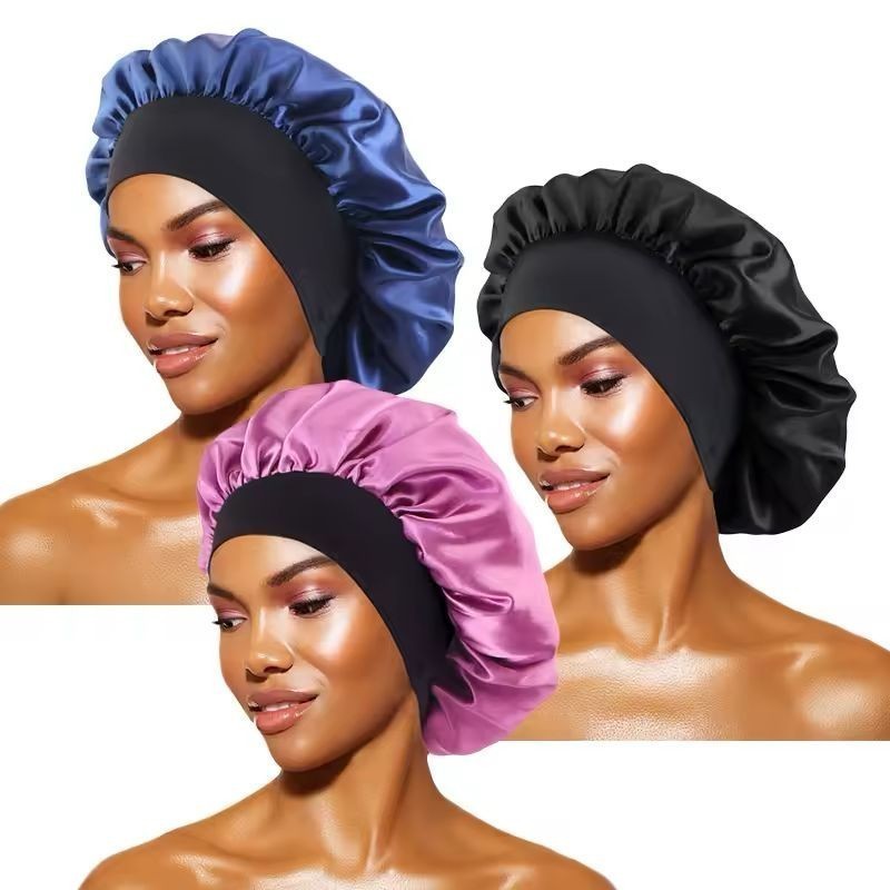 Kit com 3 Toucas de Cetim com Faixa Toca para Dormir Antifrizz Toca de Seda Touca para Cabeça